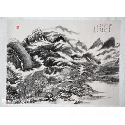 故乡的云 山水画 竹涛作品 类别: 国画山水作品